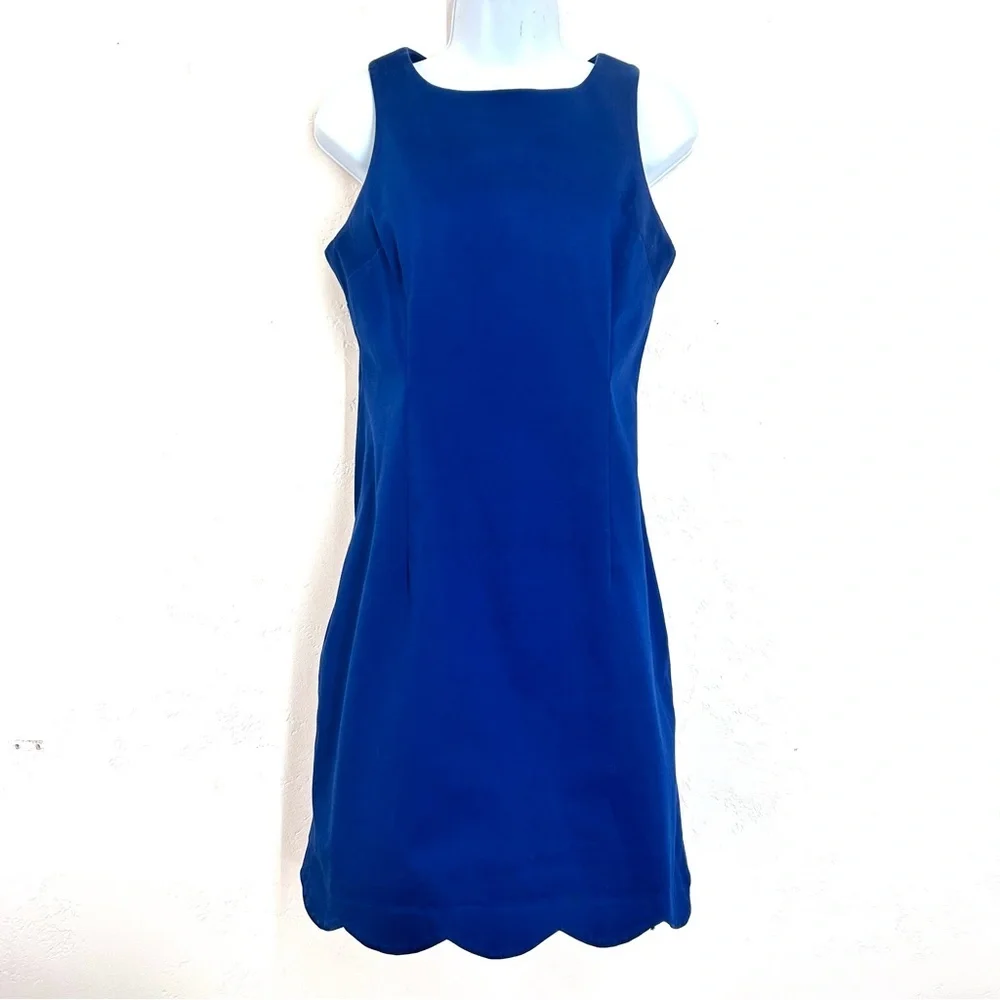 Southern Tide Charleston Scallop Sheath Dress Yacht Blue Size 4 Classic Preppy